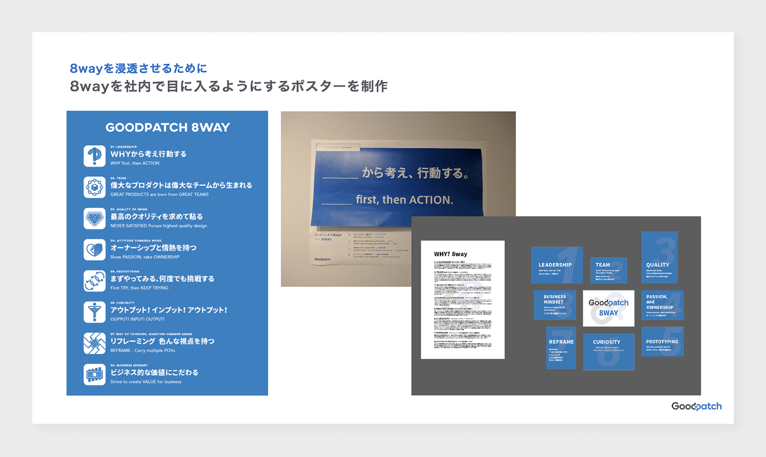 グッドパッチの行動指針『GOODPATCH 8WAY』をまとめたポスター
