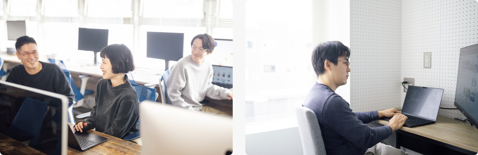 それぞれの状況に合わせて働く場所や関わり方を選び、仕事に取り組んでいる様子